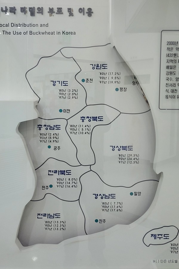 2020년 기준 전국의 메밀산지. 사진=박준환 기자