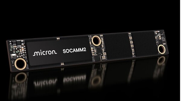 미국 메모리 반도체 제조업체 마이크론의 LPDDR5X 기반 소캠2(SOCAMM2) D램 모듈. 사진=마이크론